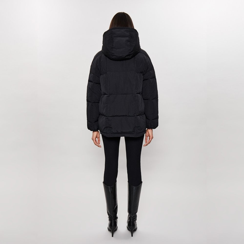 - Oversized Padded Hooded Jacket - Black