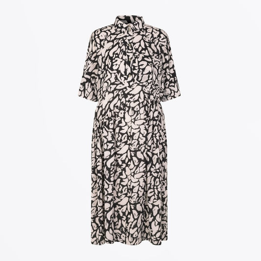 Hunter - Leaf Print Dress - Pink/Black