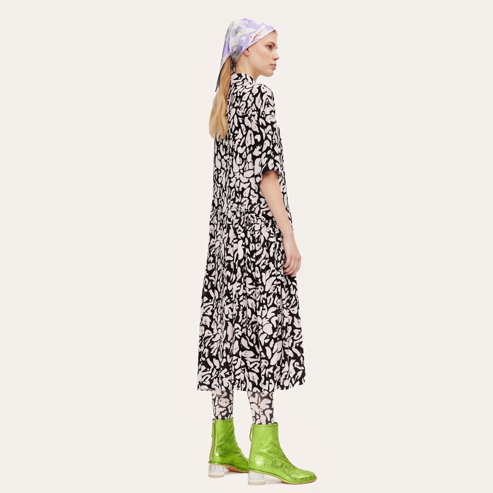 Hunter - Leaf Print Dress - Pink/Black