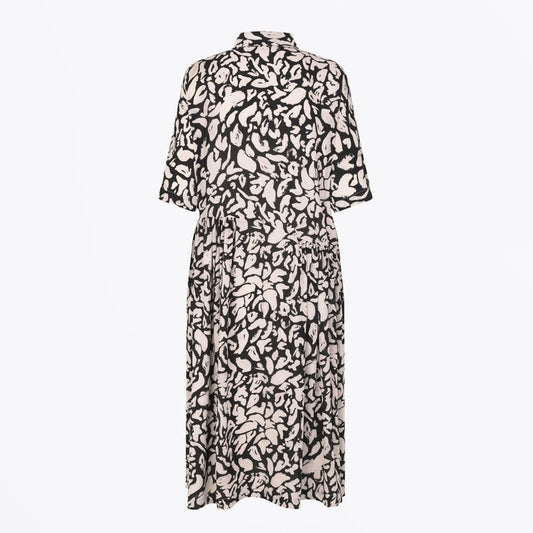 Hunter - Leaf Print Dress - Pink/Black