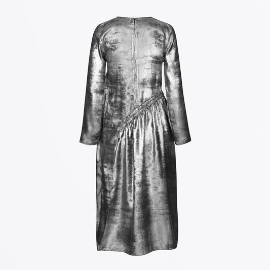 Ilona - Metallic Asymmetrical Dress - Silver