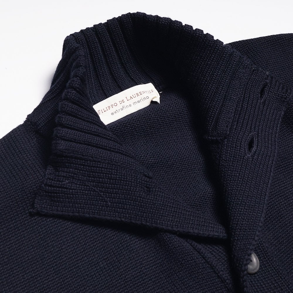 Merino Wool Cardigan - Navy