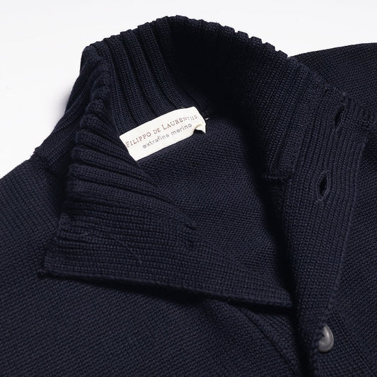 Merino Wool Cardigan - Navy