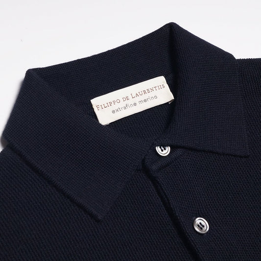 Merino Wool Polo Shirt - Navy