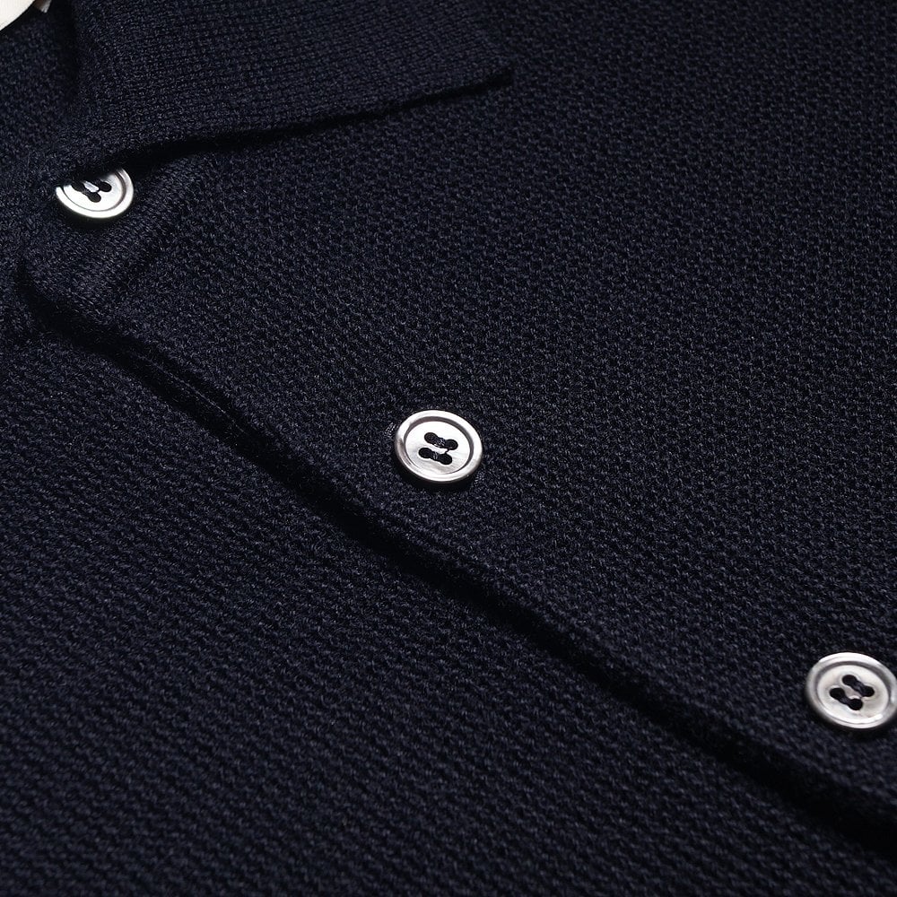 Merino Wool Polo Shirt - Navy