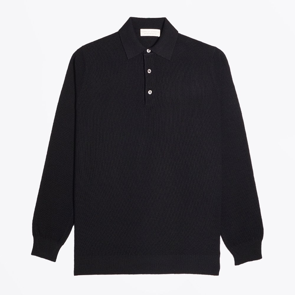 Filippo Merino Wool Polo Shirt - Black