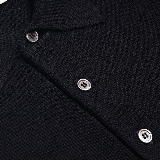 Merino Wool Polo Shirt - Black