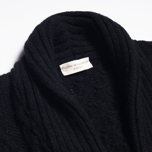 - Chunky Wool Cardigan - Black