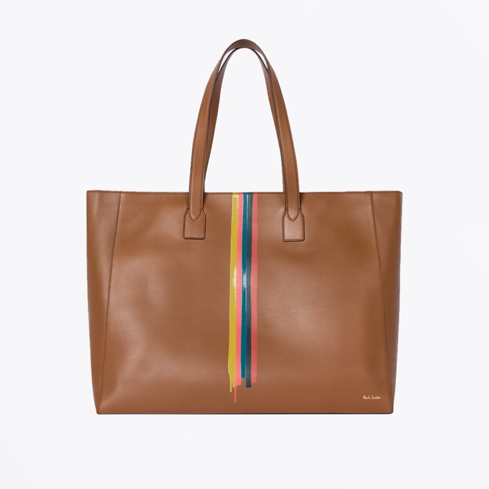 Paul Leather 'Painted Stripe' Tote Bag - Tan
