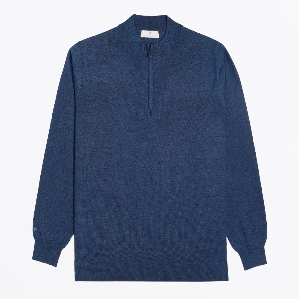 Thomas Merino Half Zip Sweater - Petrol Blue
