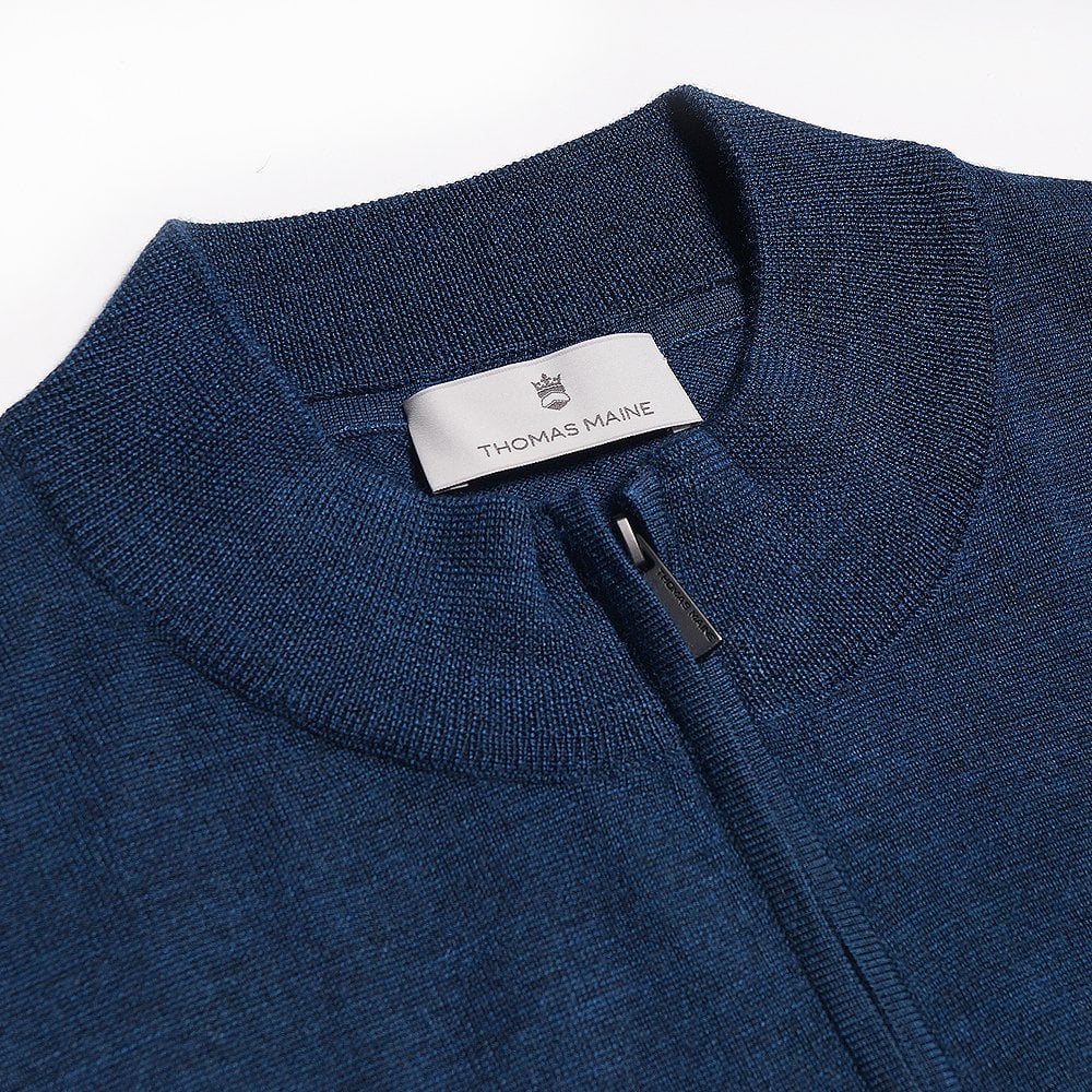 Thomas Merino Half Zip Sweater - Petrol Blue