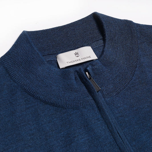 Merino Half Zip Sweater - Petrol Blue