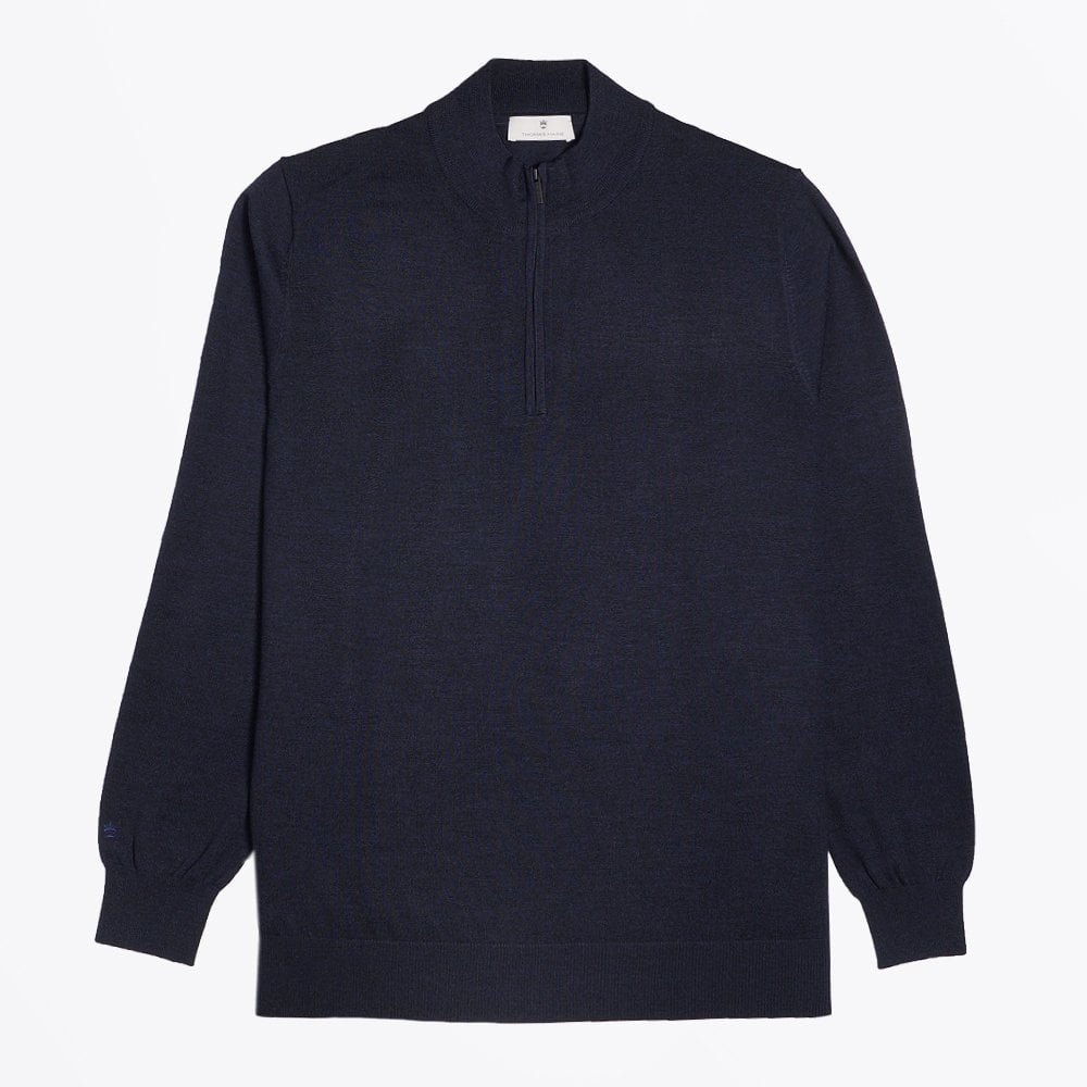 Thomas Merino Half Zip Sweater - Navy