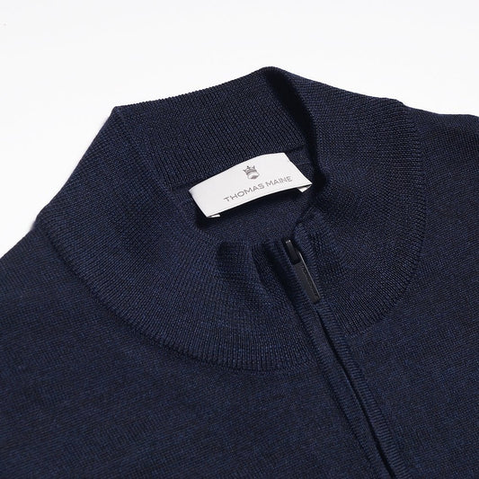 Merino Half Zip Sweater - Navy