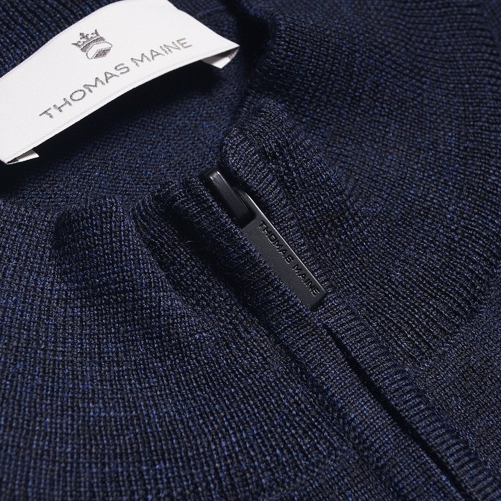 Thomas Merino Half Zip Sweater - Navy
