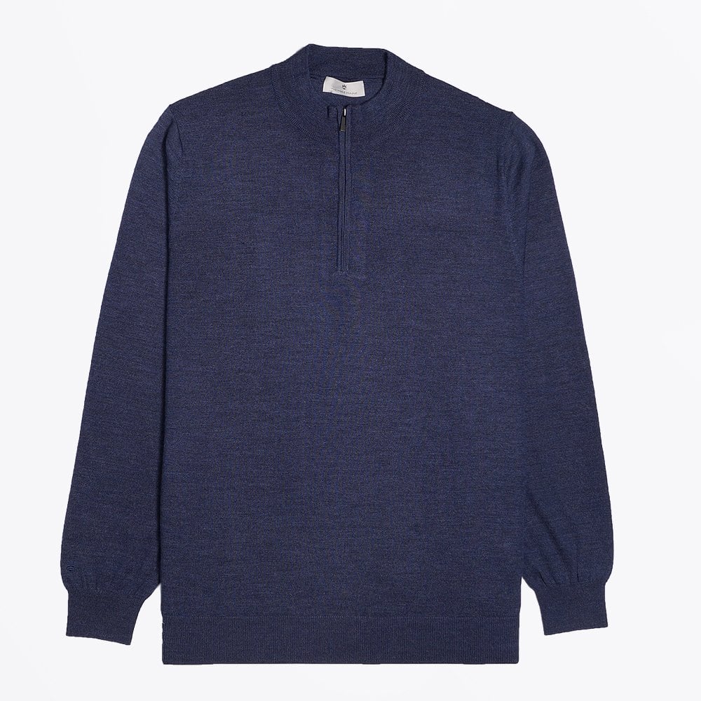 Thomas Merino Half Zip Sweater - Blue