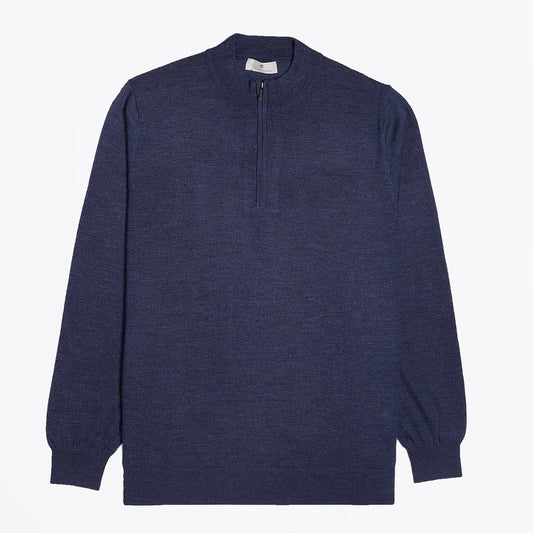 Merino Half Zip Sweater - Blue