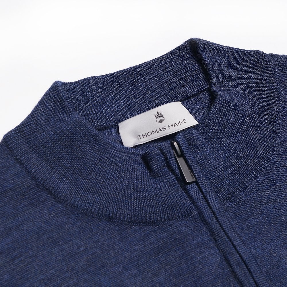 Thomas Merino Half Zip Sweater - Blue