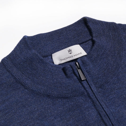 Merino Half Zip Sweater - Blue