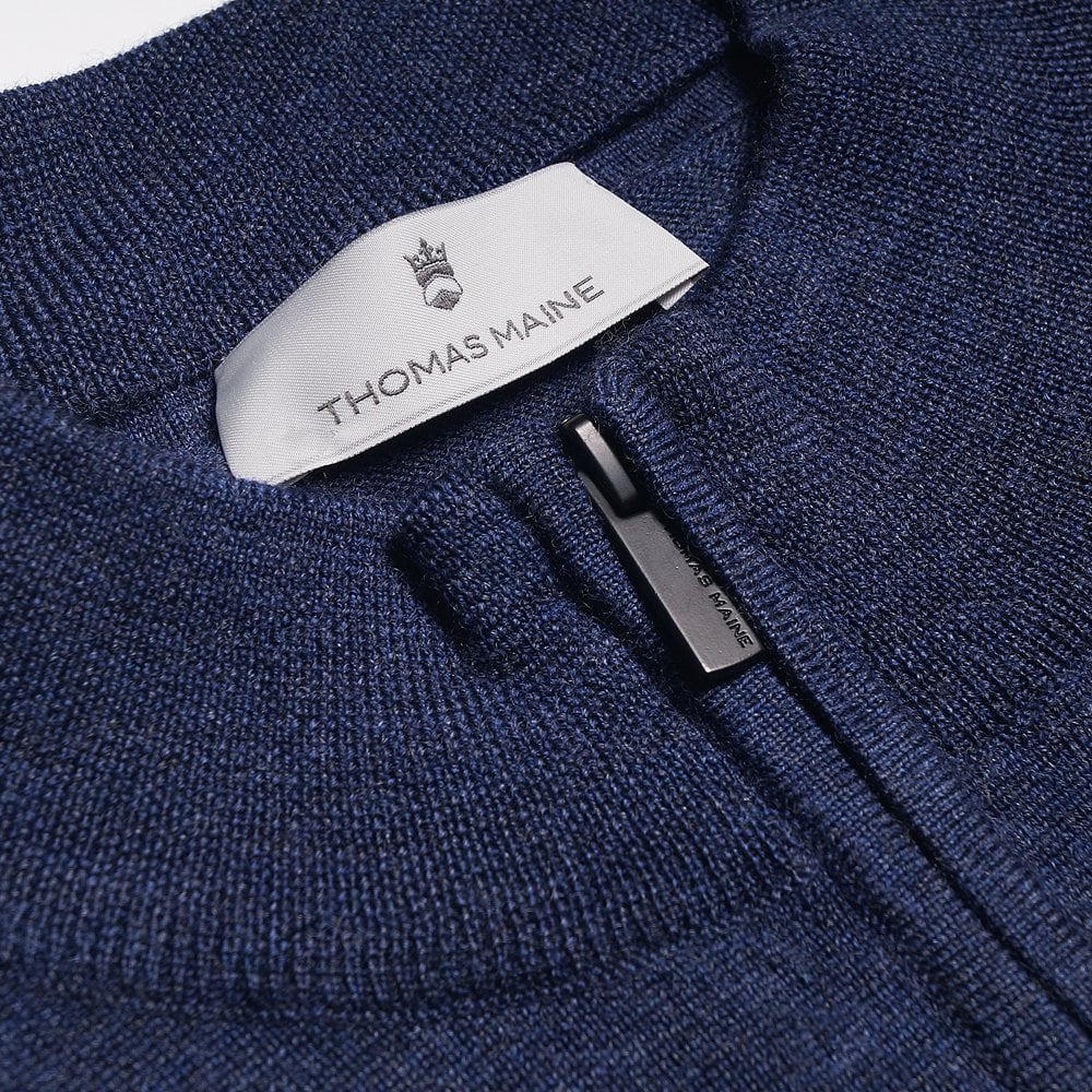 Thomas Merino Half Zip Sweater - Blue