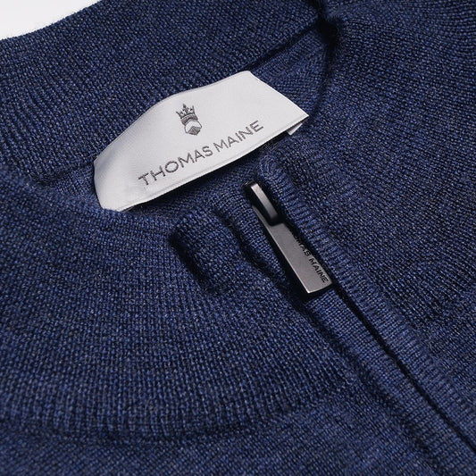 Merino Half Zip Sweater - Blue