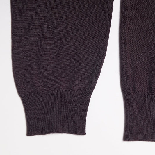 - Wool Turtleneck Pullover - Burgundy/Brown