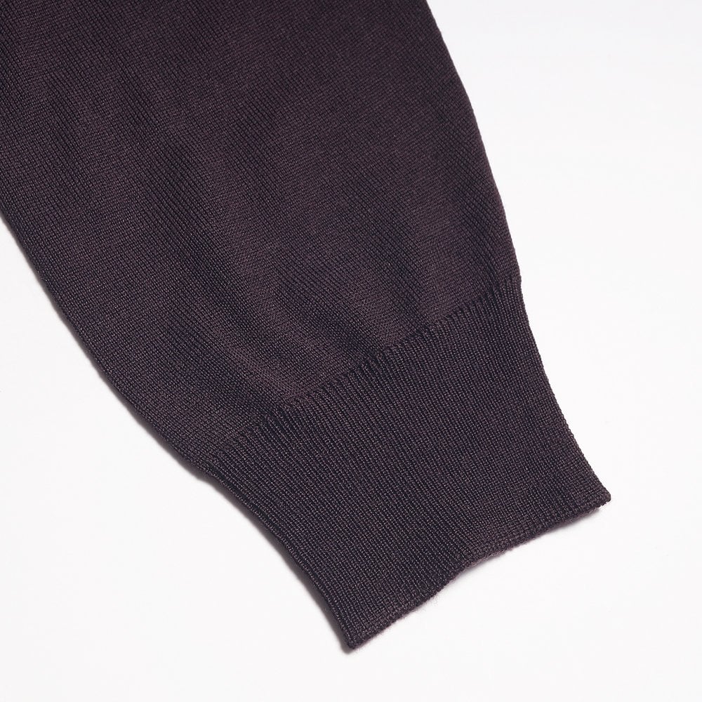 - Wool Turtleneck Pullover - Burgundy/Brown