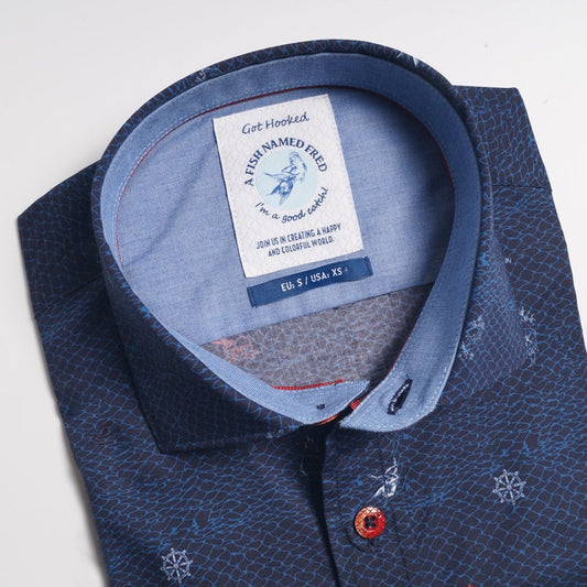Nautical Print Shirt - Navy Blue