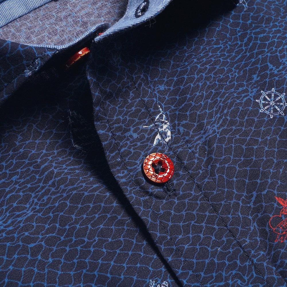 Nautical Print Shirt - Navy Blue