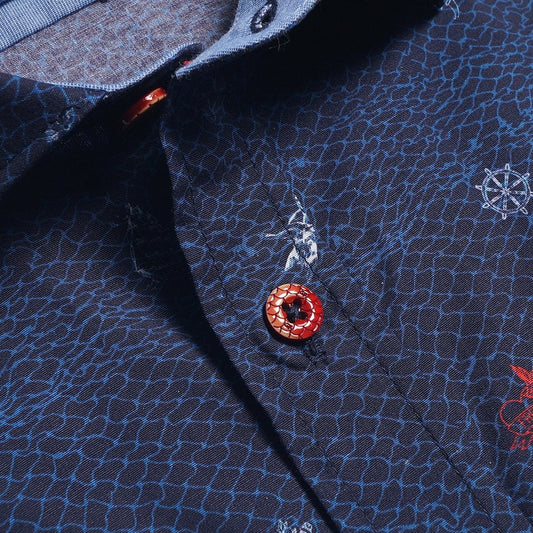 Nautical Print Shirt - Navy Blue