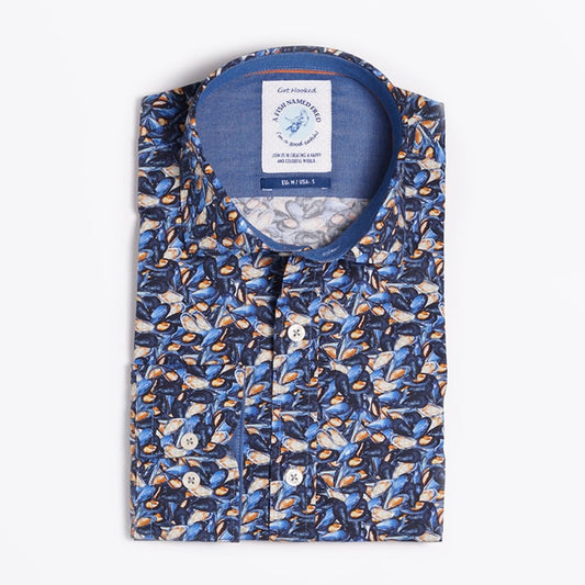 Mussels Print Shirt - Blue/Multi
