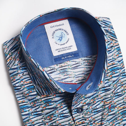 - Sardines Print Shirt - Blue/Multi