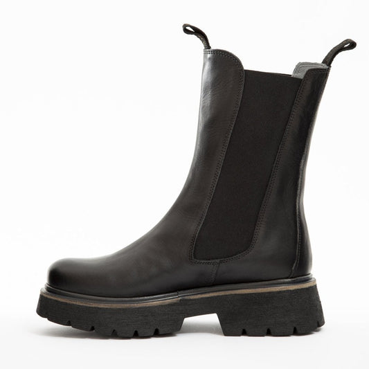 - Power - Leather Pull-Up Boots - Black