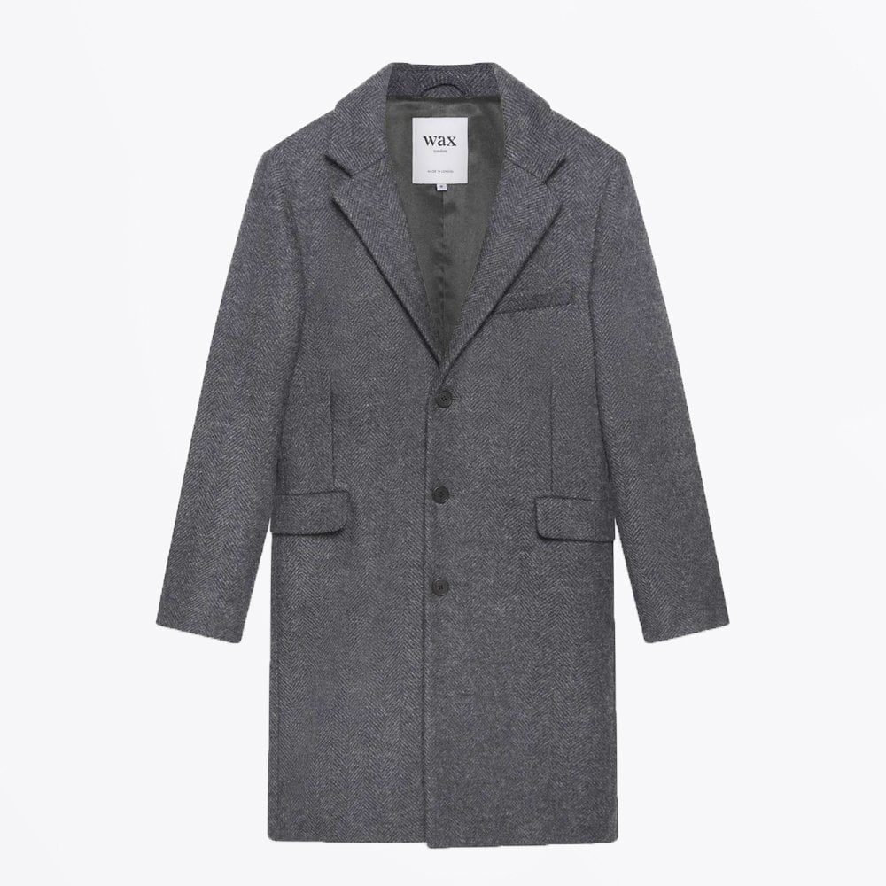 Wax Kray - Herringbone Wool Coat - Charcoal