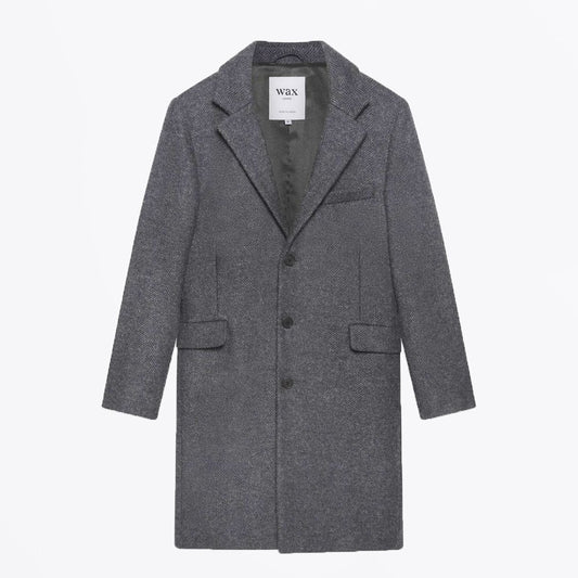 Kray - Herringbone Wool Coat - Charcoal