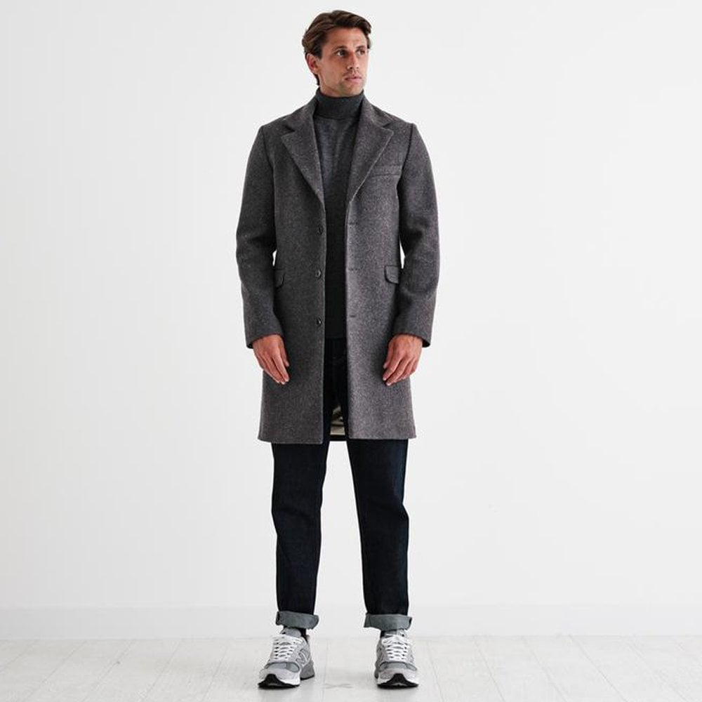 Wax Kray - Herringbone Wool Coat - Charcoal