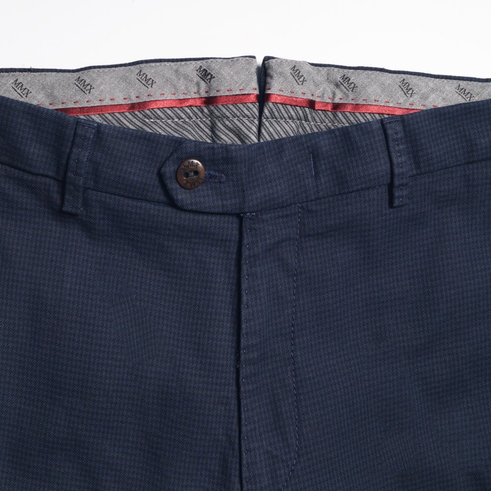 - Lupus - Fine Check Chinos - Navy