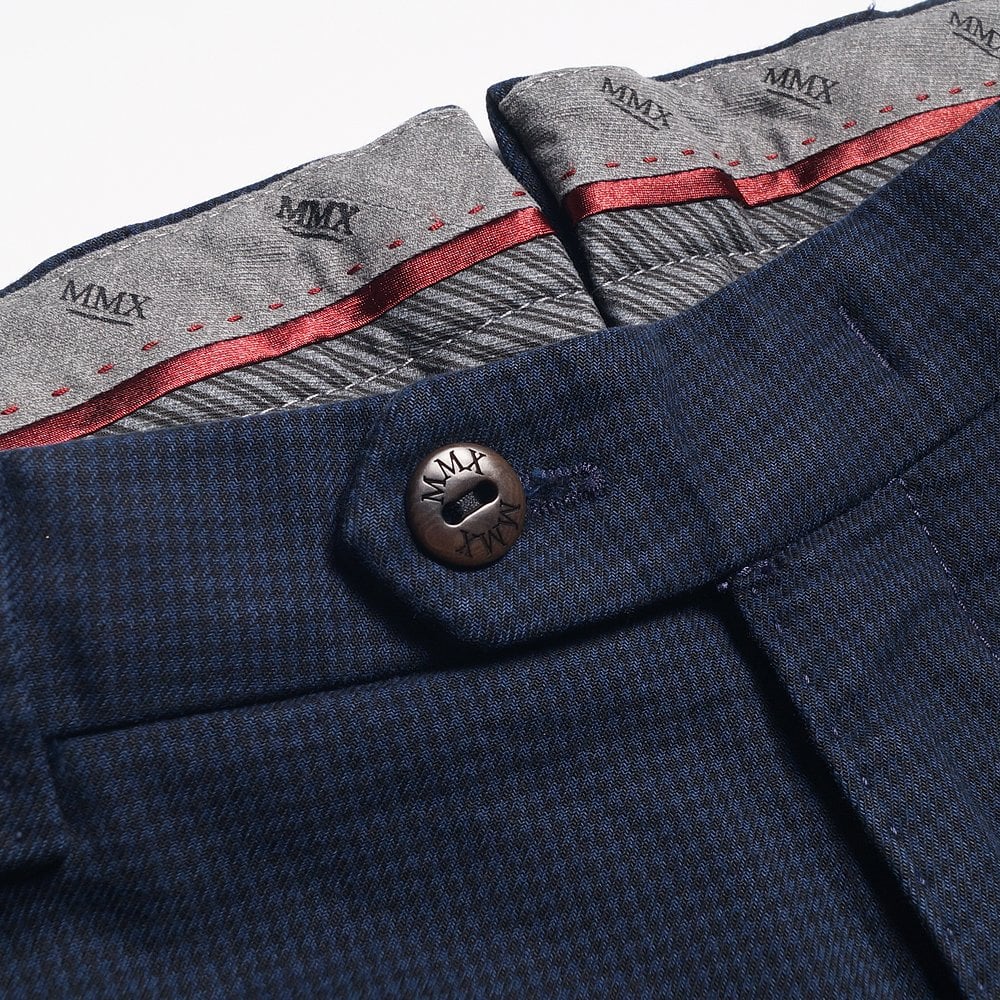 - Lupus - Fine Check Chinos - Navy