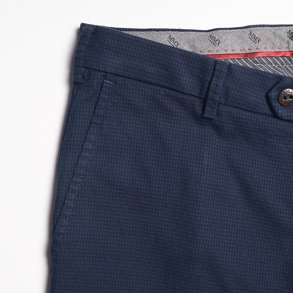 - Lupus - Fine Check Chinos - Navy