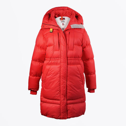 - Eira - Drawstring Waist Puffer Coat - Red