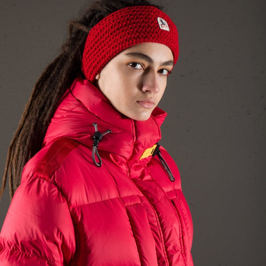 - Eira - Drawstring Waist Puffer Coat - Red