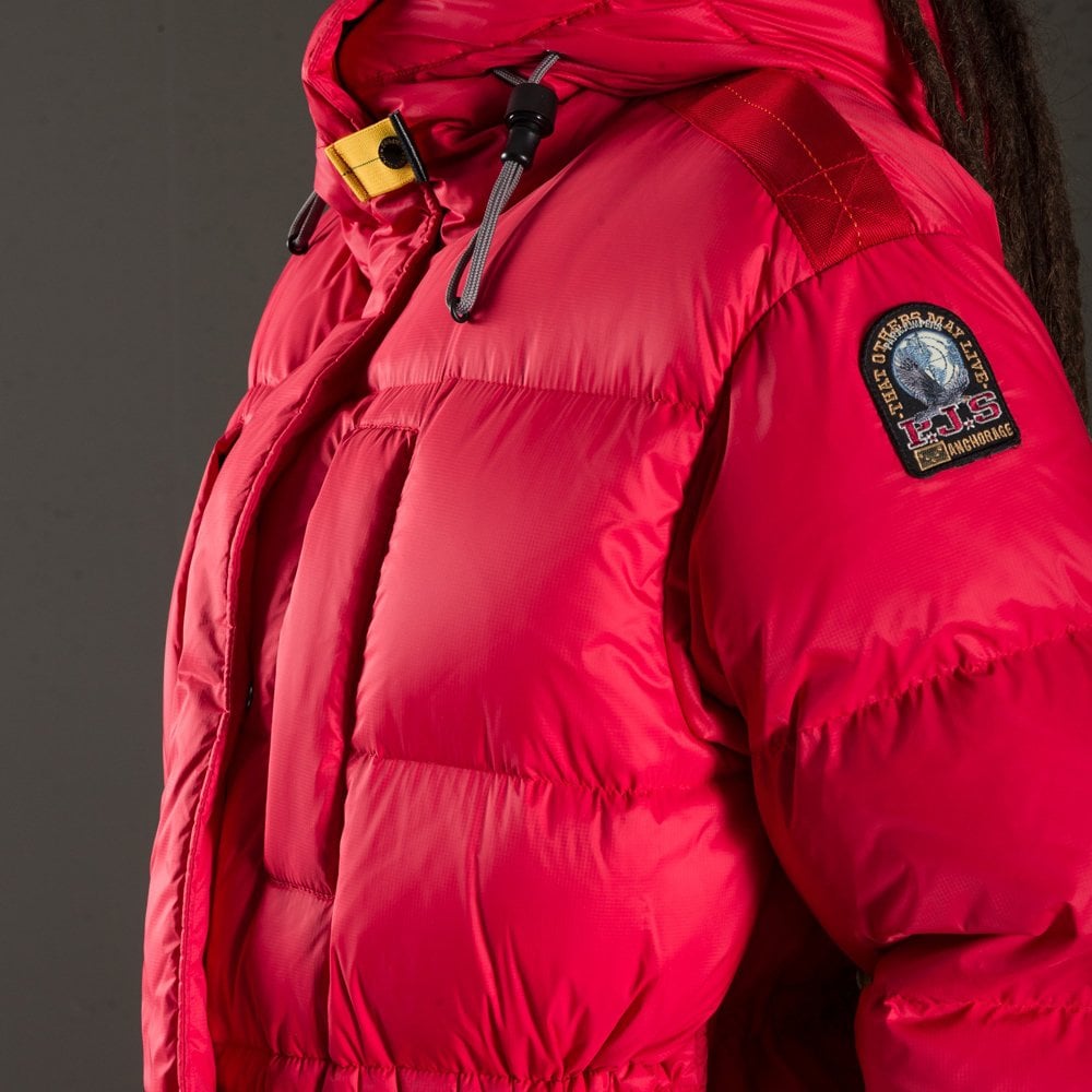 - Eira - Drawstring Waist Puffer Coat - Red