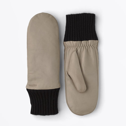 - Tina - Leather Mitten Gloves - Grey