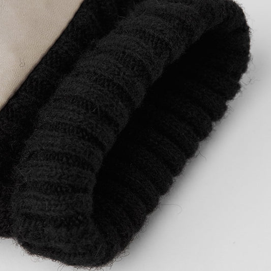 - Tina - Leather Mitten Gloves - Grey