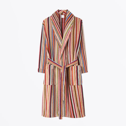 - Signature Stripe Towelling Dressing Gown - Multi