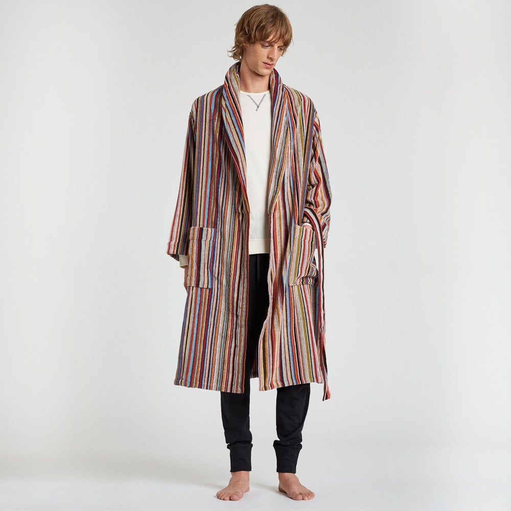- Signature Stripe Towelling Dressing Gown - Multi
