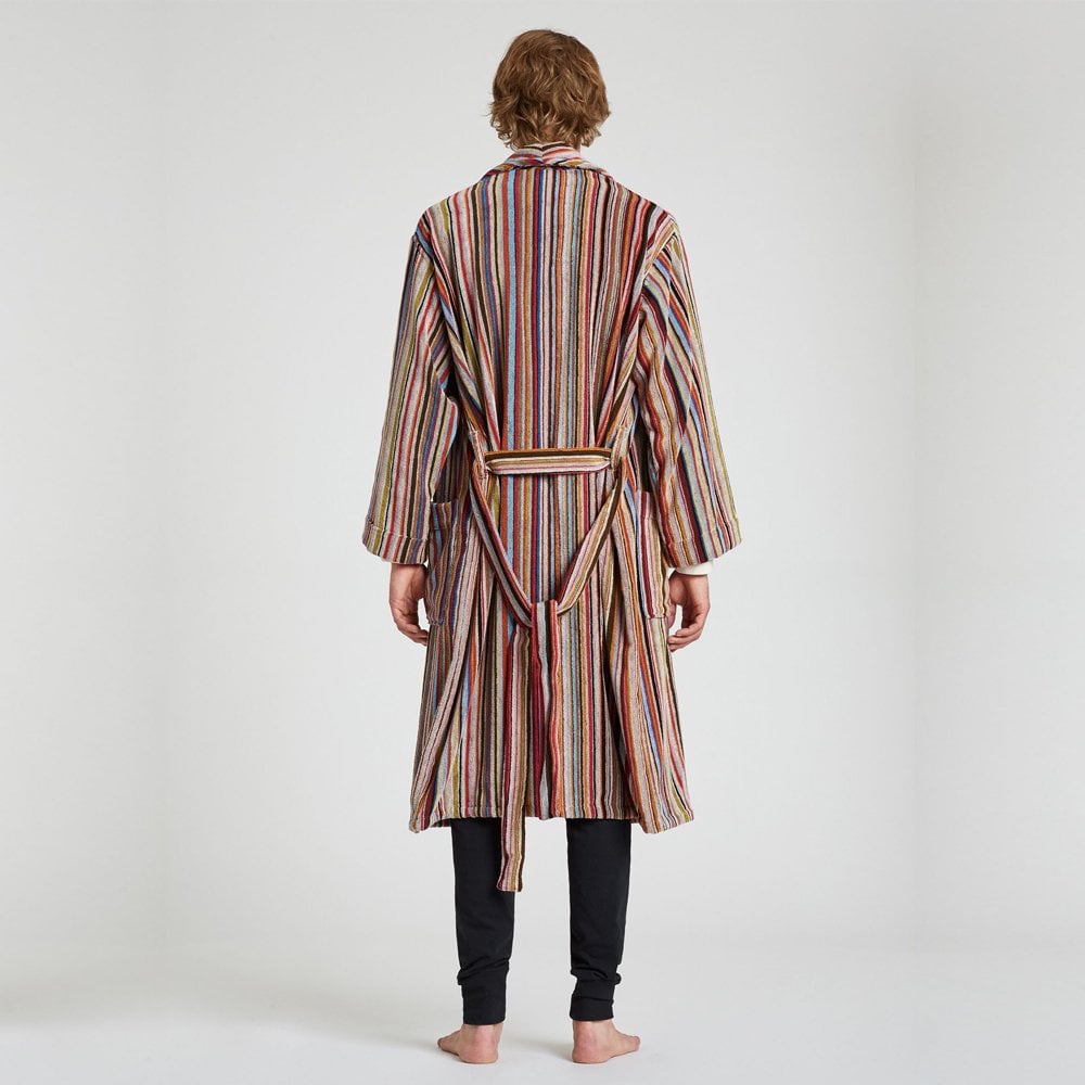 - Signature Stripe Towelling Dressing Gown - Multi
