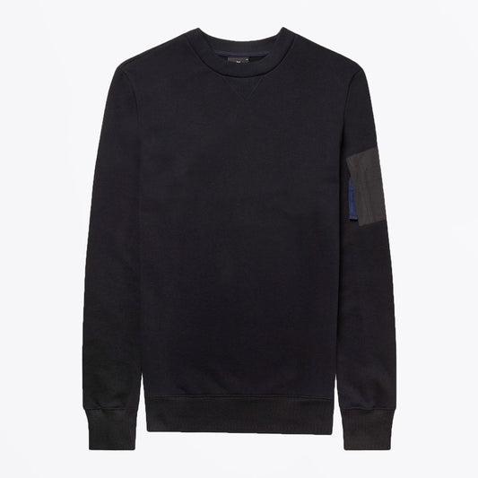 - Cotton Sweatshirt With Sleeve-Pocket - Black