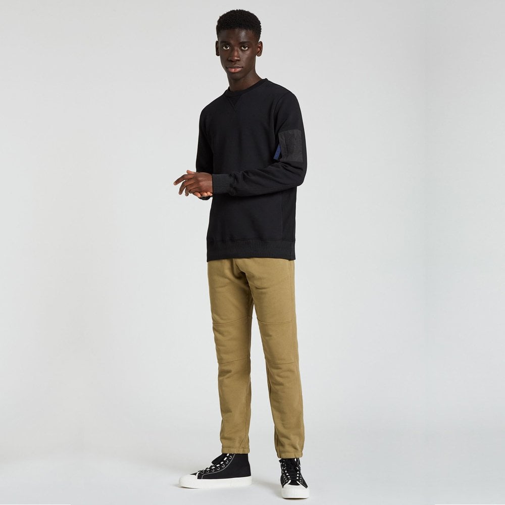 - Cotton Sweatshirt With Sleeve-Pocket - Black