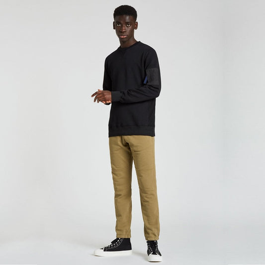 - Cotton Sweatshirt With Sleeve-Pocket - Black